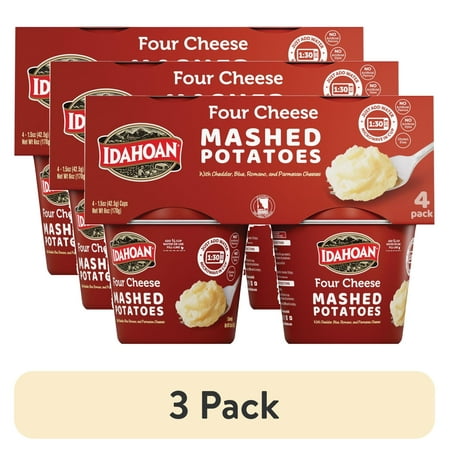 (3 pack) Idahoan Four Cheese Mashed Potatoes, 1.5 oz Cup (Pack of 4)