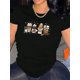 thumbnail image 1 of Camiseta de mujer verano Patrón de Corazón cuello redondoWomen's Cute Puppy Milk Tea Graphic Tee - Casual Round Neck Short Sleeve T-Shirt, Stretchy Polyester Blend, Machine Washable - Perfect for Su, 1 of 6