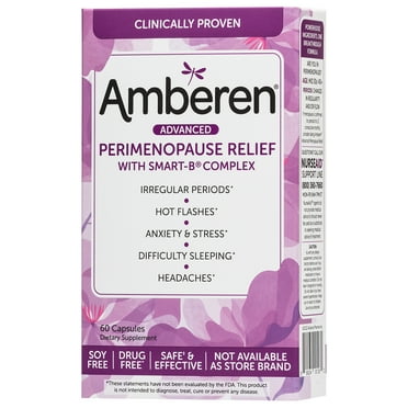 Amberen Multi-Symptom Perimenopause Supplements for Women, Night Sweats & Hot Flash Relief, 60 Count