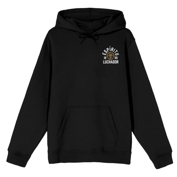 Modelo Espiritu Luchador Front & Back Logo Long Sleeve Black Adult Hooded Sweatshirt-Medium