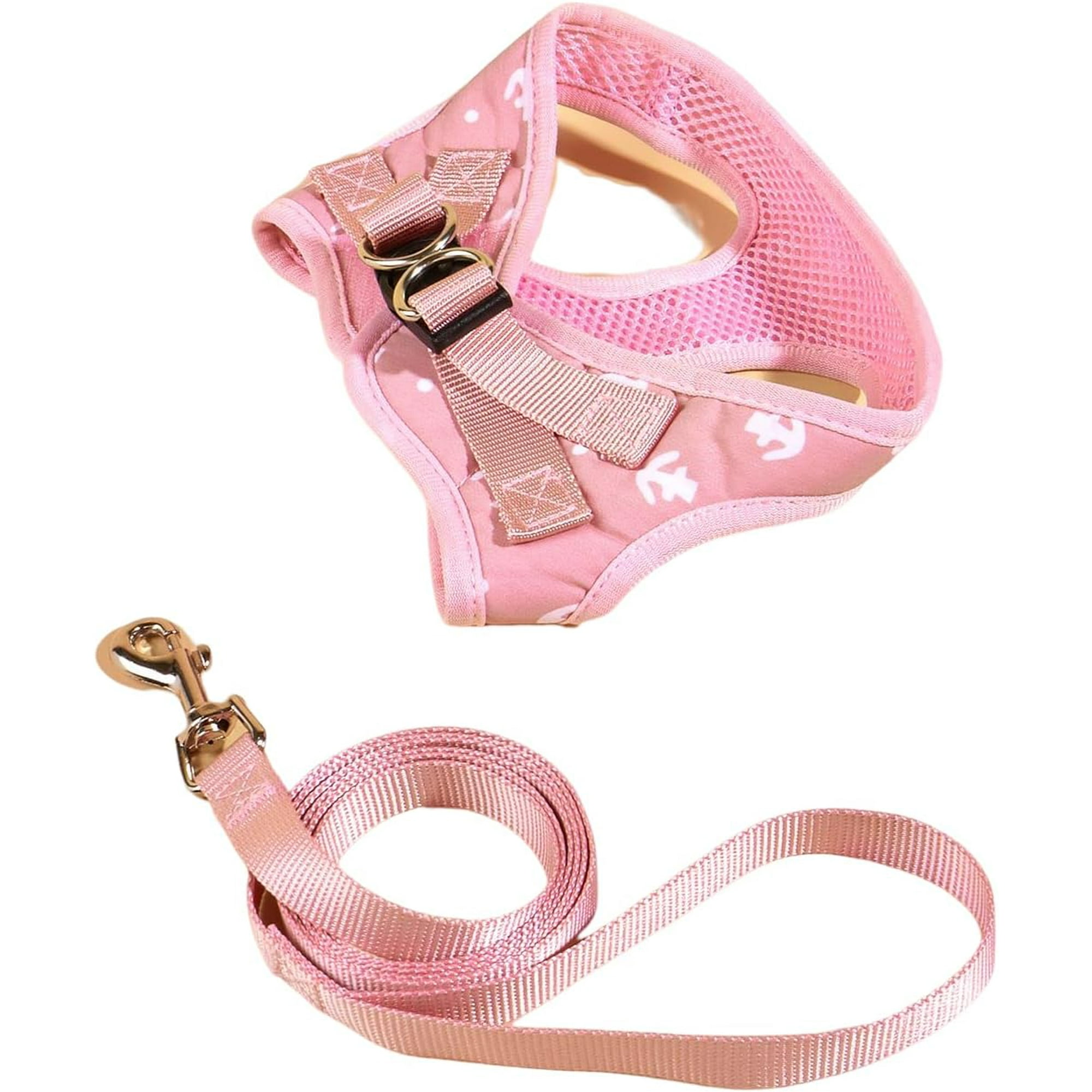 Cute Dog Harness Dog Vest Harness with Leash Set Bell Bow Design Puppy Cat Harness Leash Set for Small Medium Dogs Pink XS