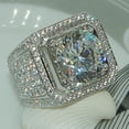 thumbnail image 2 of LINXIQIN Mens Titanium Ring Wedding Band Cubic Zirconia Fashion New Domineering MEN'S Ring Full Stones Micro Finger Ring With Gift Box, 2 of 5
