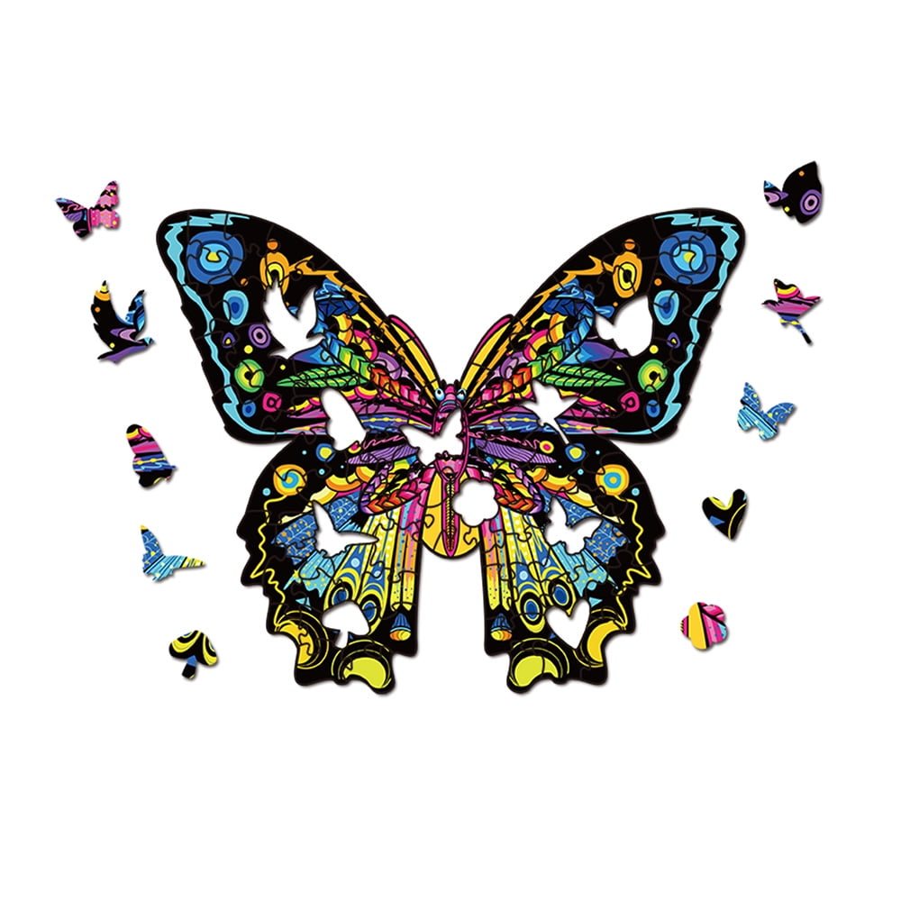 Wooden Jigsaw Puzzle Butterfly Adult Puzzles For Kids Toy Educational Game 