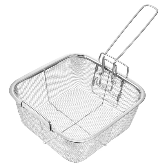 BESTOYARD 1Pc Plated Silver Stainless Steel Frying Basket Tool for Deep Fryer Use and Oil Drainage