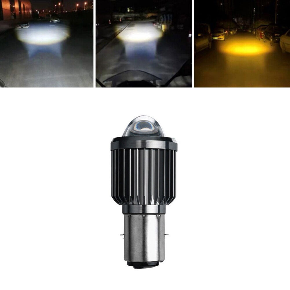 1X Jaune BA20D 3030 LED Lampe avant d'ampoule de phare de moto Hi/Lo Beam  6V 12V