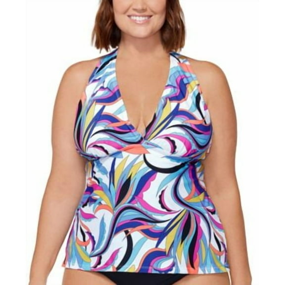 Island Escape Plus Size H-Back Underwire Tankini Top,  Women's Swimsuit 20W