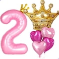 thumbnail image 1 of Set de globos rosa con corona para 2.º cumpleaños de princesa Florisland, 1 of 6