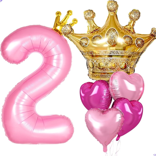 Set de globos rosa con corona para 2.º cumpleaños de princesa Florisland