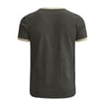 thumbnail image 5 of Men's Dark Gray Cotton Linen Ringer T-Shirt, Short Sleeve Round Neck, Casual Everyday Tee, 5 of 5