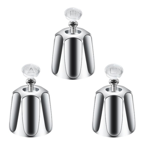 3Pieces Practical Shower Knob Replacement Set for Bath Faucets With Clear Indexs Button and Matte Designs Finish