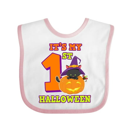 its my 1st halloween with cat mouse and pumpkin baby bib