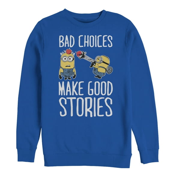 Men's Despicable Me Minion Bad Choices  Sweatshirt Royal Blue 3X Large