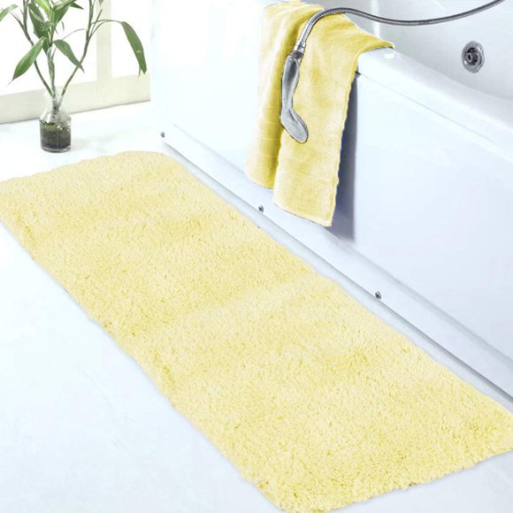 Walensee Large Bathroom Rug (24 x 60, Yellow) Extra Soft and Absorbent Shaggy Bathroom Mat Machine Washable Microfiber Bath Mat for Bathroom, Non Slip Bath Mat, Luxury Bathroom Floor Mats