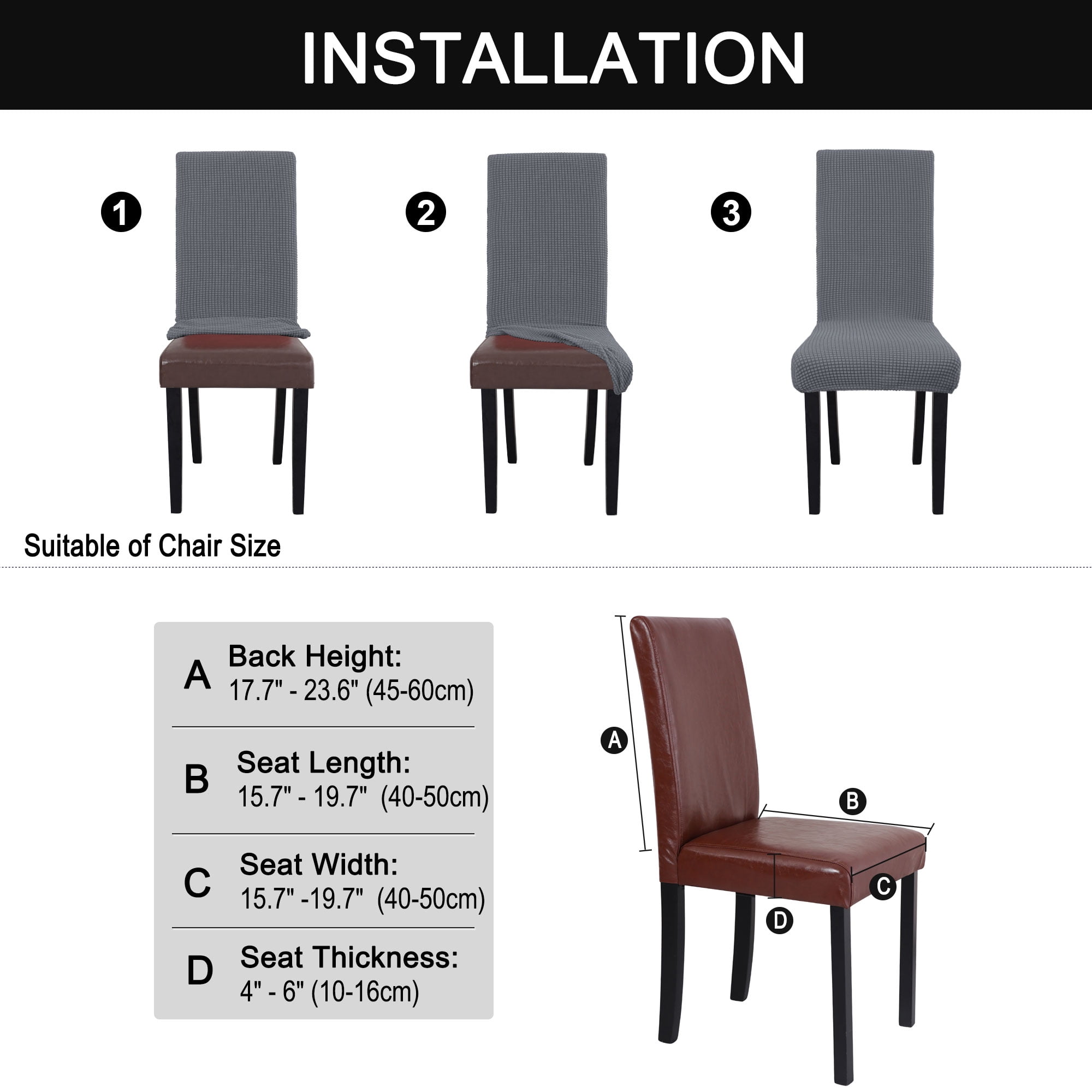 Unique Bargains Knit Spandex Seat Cover for Dining Chair Slipcovers Gray
