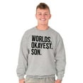 thumbnail image 4 of Worlds Okayest Son Funny Children Men's Crewneck Sweatshirt Brisco Brands S, 4 of 5