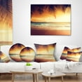thumbnail image 3 of Designart Palm Leaves on Caribbean Seashore - Modern Seashore Throw Pillow - 18x18, 3 of 4