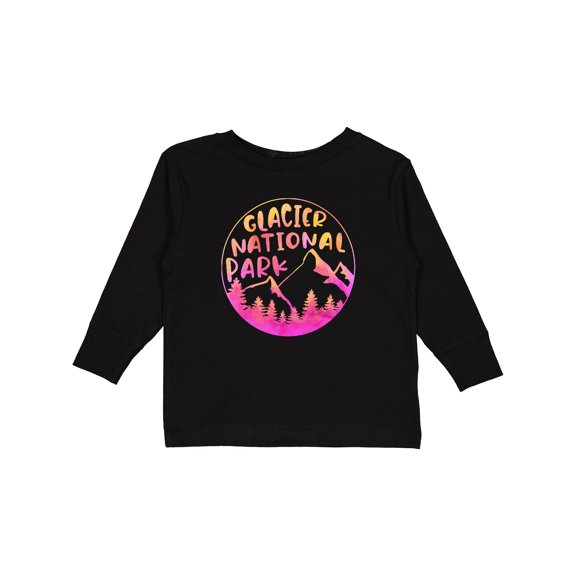 Inktastic Glacier National Park Montana Pink Mountains Boys or Girls Long Sleeve Toddler T-Shirt