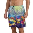 thumbnail image 2 of Cauagu Spring Flower Seasonal Print Men's Swim Trunks,Hawaiian Bathing Suit Swimsuits Beach Shorts with Pockets for Men Quick Dry Swimming Board Shorts-X-Large, 2 of 6