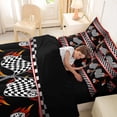 thumbnail image 4 of Castle Fairy Race Flag Graphic Twin Bedding Sets 7-Piece for Boys, Flaming Tire Art Bedding Comforter Set for Bedroom, Black Red,Black Reversible, 4 of 7