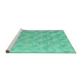 thumbnail image 2 of Ahgly Company Machine Washable Indoor Round Oriental Turquoise Blue Modern Area Rugs, 8' Round, 2 of 4