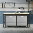 thumbnail image 2 of Manhattan Comfort Fortress 3-Piece Wood/Metal Garage Cabinet & Worktable in Gray, 2 of 3