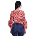 thumbnail image 2 of Moomaya Printed Womens Crop Top Wrap Style Top Wear Ruffle Long Sleeve Casual Summer Blouse, 2 of 6
