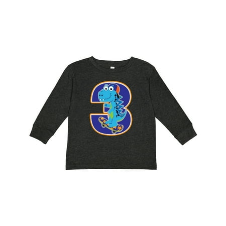 

Inktastic 3rd Birthday Dinosaur Boy 3 Year Old Gift Toddler Boy Girl Long Sleeve T-Shirt