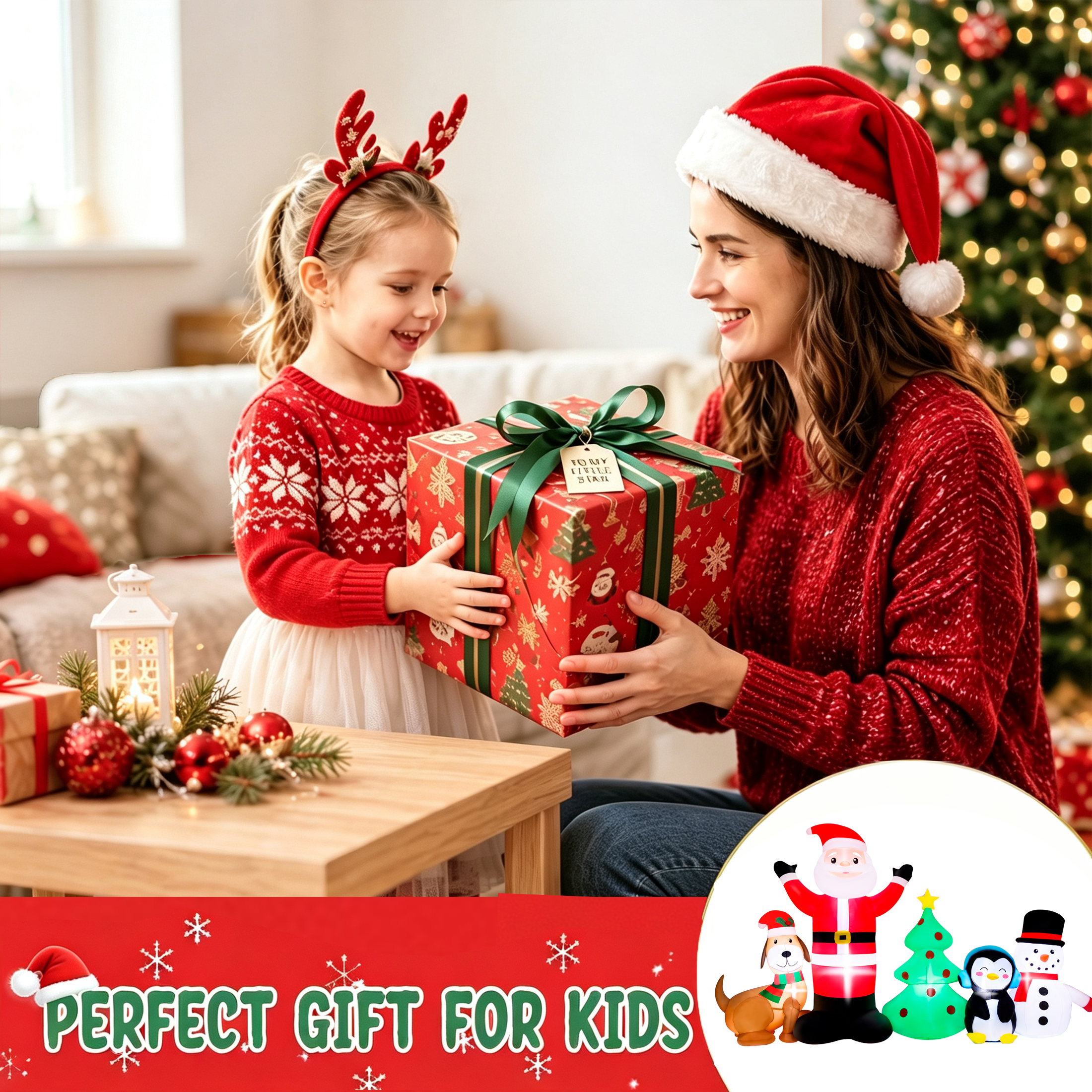 Firstness 8-Foot Christmas Inflatable with Santa & Penguin photo 8