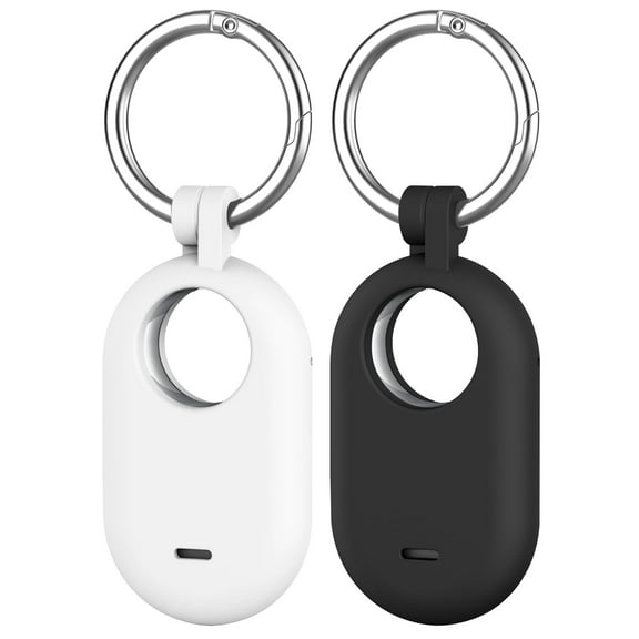 YUNOVA 2 Pack Silicone Case for Samsung Galaxy SmartTag2 - Soft Protective Cover with Anti-Loss Keychain Holder for Keys, Bags, Pets