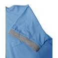 thumbnail image 4 of Domzest Mens Contrast Collar Polo Shirt Short Sleeve Button Up Golf Top with Placket Chest Pocket Light Blue XL, 4 of 7