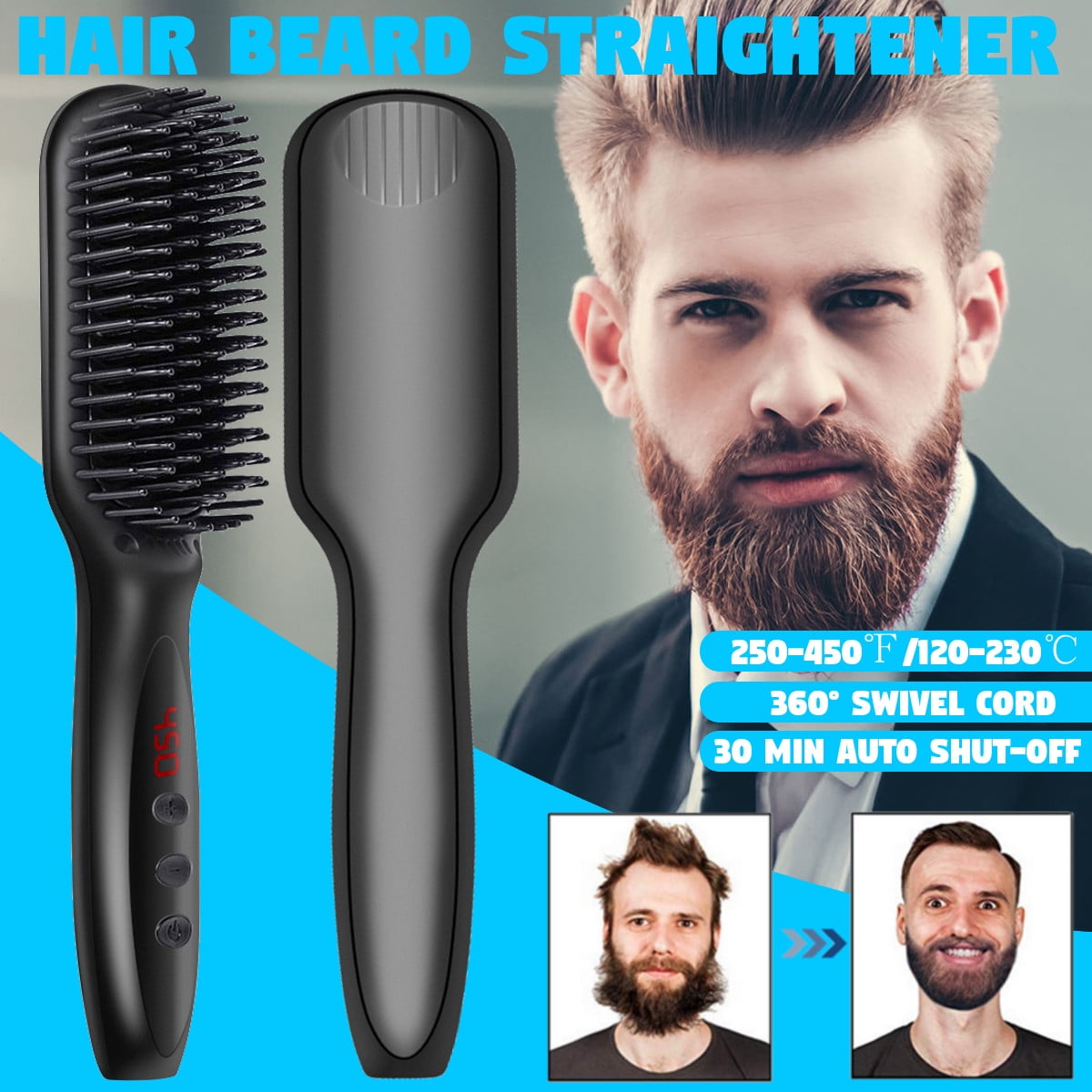 Beard Straightener Brush for Men, Ionic Hair Straightening ...