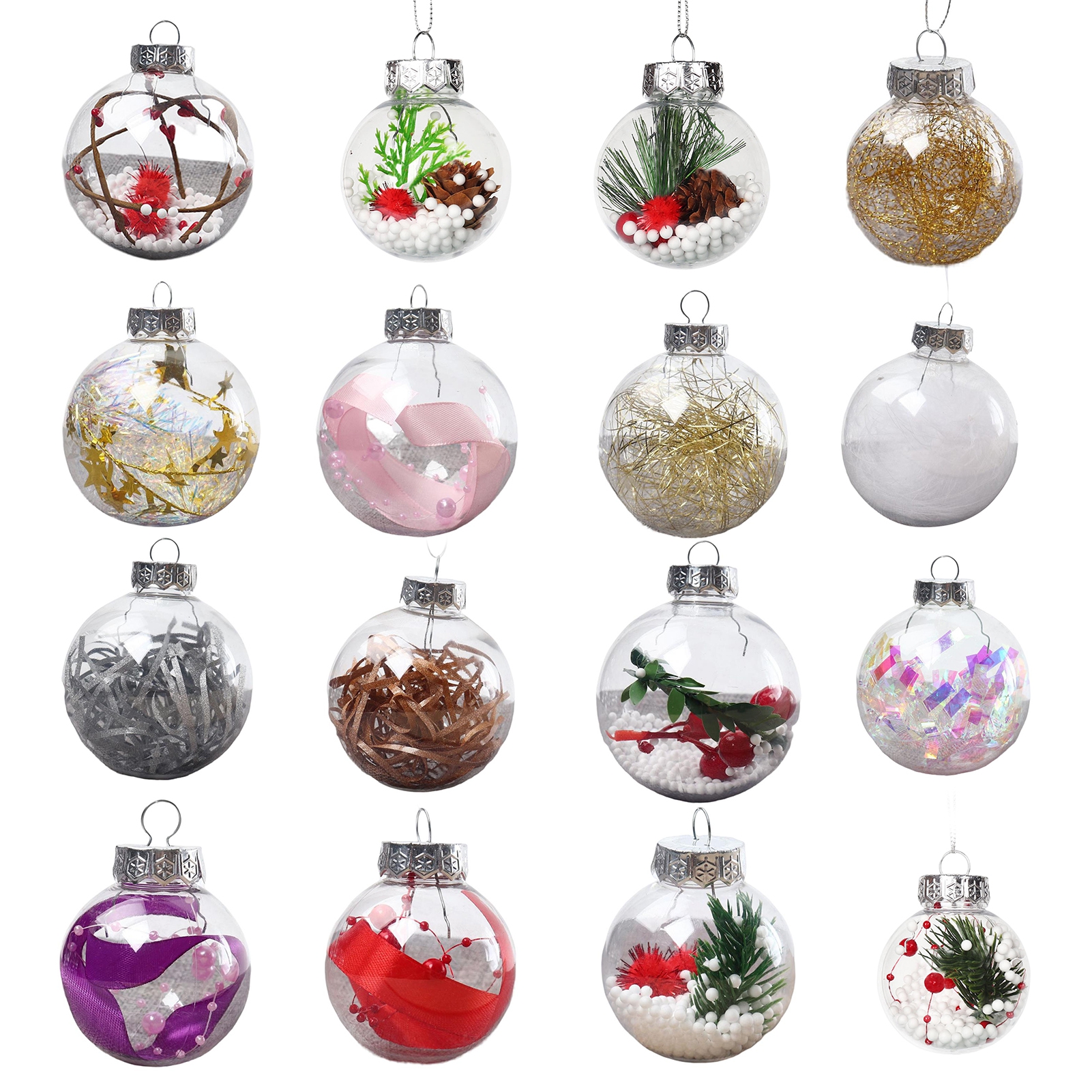 Grofry 6cm Xmas Tree Balls Shatterproof Clear Plastic Christmas Ball