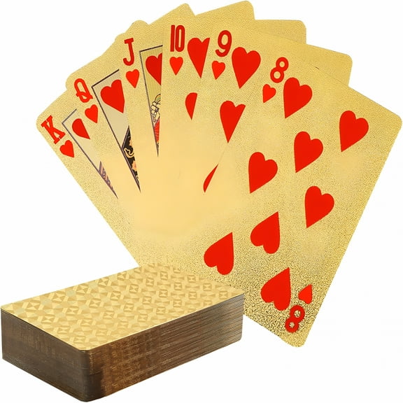 BESTSKY Gold Playing Cards,Waterproof Plastic Playing Cards,Standard Index Poker Cards,Deck of Poker Cards for Party,Family