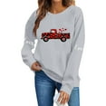thumbnail image 5 of Valentine's Day Sweatshirt for Women Cute Graphic Pullover Oversized Fleece Vintage Love Truck Buffalo Plaid Hearts Gray,Size L, 5 of 6