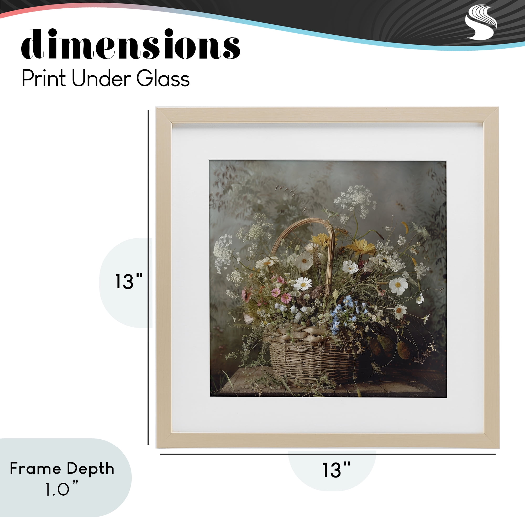 Stupell Industries Rustic Basket with Flowers Birch Framed Print Under Glass, design by Lazar Studio