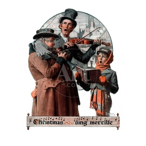 Christmas Trio or Sing Merrille, December 8,1923, Unframed Giclee Print Wall Art by Norman Rockwell Sold by Art.Com