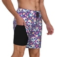 thumbnail image 2 of Yiaed blue flower Skull colorful Print Mens Swim Trunks Bathing Suit Compression Liner Beach Swim Shorts Swimwear Quick Dry Zipper Pocket No-Chafing Board Short-XX-Large, 2 of 6