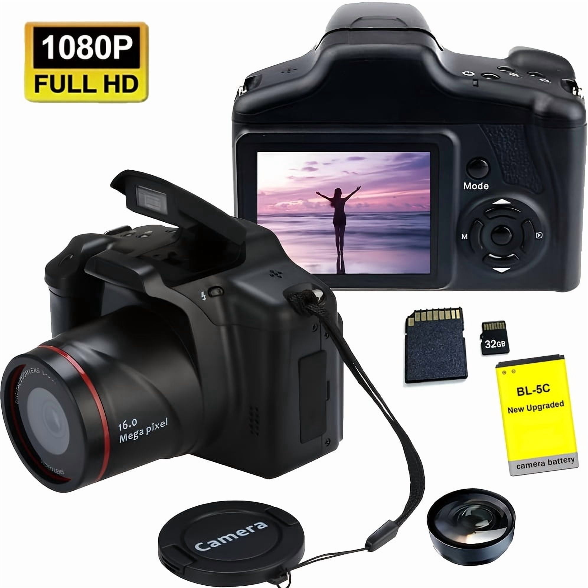 Digital Camera for Photography: 2.4" LCD, 16X Zoom, 1080P Vlog, 9.88mm Wide-Angle Lens, Easy to Use, Ideal Gift for Men and Women