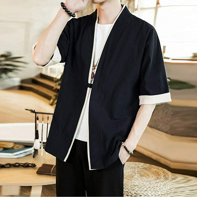 Linen Kimono Black Kimono Jacket Mens Lumtrix Men's Kimono Jackets