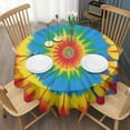 thumbnail image 3 of Colorful Tie Dye Mandala Pattern Round Tablecloth 60"x60",Wrinkle Wipeable Table Cloth for Kitchen Dining Room Picnic Patio Party, 3 of 6