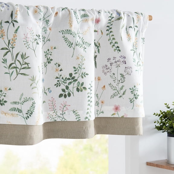 Cortina de Paño de Valance JINCHAN 127x41 cm Floral Verde y Blanco