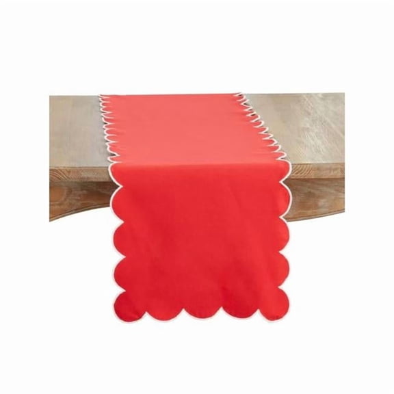 Saro Lifestyle 8123.R1672B 72 x 16 in. Scalloped Rectangle Table Runner, Red