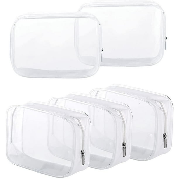 Paquete de 5 bolsas de plástico transparente con cremallera para artículos de tocador, bolsa de aseo portátil, bolsa de maquillaje cosmético