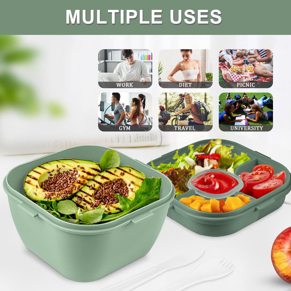 EasyLunchboxes® - Salad To-Go Containers - Reusable Bowl with
