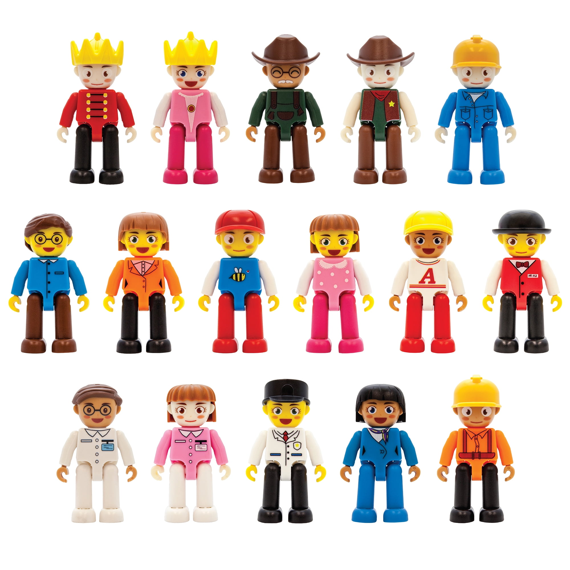 PicassoTiles 16 Piece Character Action Figures Toddler Toy Set Expansion Variety Pack Magnet Education Construction Blocks STEM Learning Kit Pretend Play Toys for Magnetic Building Block Tiles PTA08 
