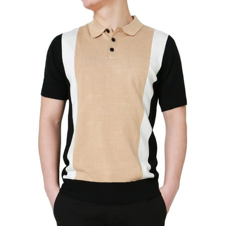 - Unique Bargains Men's Color Block Paneled Knitted Cotton Short Sleeves Golf Polo Shirts