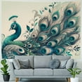 thumbnail image 4 of GOSMITH Tapestry Teal Peacock Vintage Watercolor Blue Teal Turquoise Peacock Gifts Painting, 4 of 6