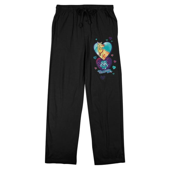 Scooby Doo Valentine's Day Love Men's Black Graphic Sleep Pants-Large