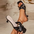 thumbnail image 5 of Womens Kitten Heels Sandals Square Open Toe Strappy Low Heel Slides Slip on Backless Mules Comfortable Summer Dress Shoes Black Size 11, 5 of 7