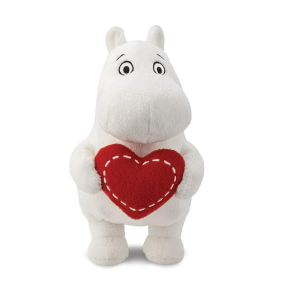 AURORA, 61554 Moomin Standing with Heart 6.5In Soft Toy, White, 6. 5In